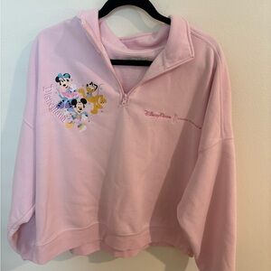 Disney Parks Stoney Clover Pink Quarter Zip Sweater 1XL petite